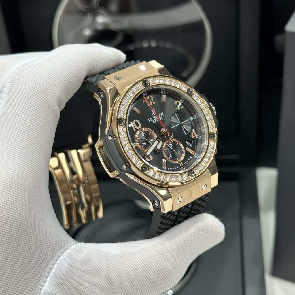 Đồng Hồ Hublot Chế Tác Big Bang Chronograph King Gold Đính Đá Nam 44mm (1)
