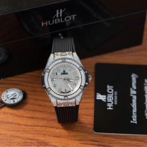 Đồng Hồ Hublot Chế Tác Big Bang Titanium Đính Đá Dây Cao Su 39mm (2)