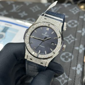 Đồng Hồ Hublot Chế Tác Đính Đá Moissanite Hong Kong Màu Xanh 42mm (9)