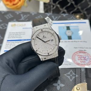Đồng Hồ Hublot Chế Tác Full Đá Moissanite Hong Kong Đủ Kiểm Định 42mm (1)