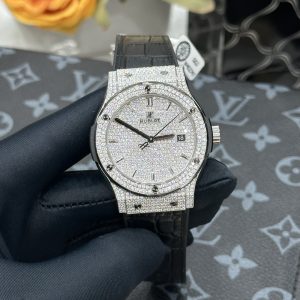 Đồng Hồ Hublot Chế Tác Full Đá Moissanite Hong Kong Đủ Kiểm Định 42mm (1)