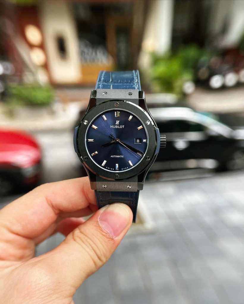 Đồng Hồ Hublot Chế Tác Vỏ Gốm Đen Màu Xanh Than Xưởng JJZ 42mm (1)