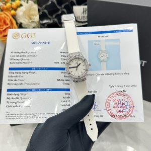 Đồng Hồ Hublot Nữ Chế Tác Đá Moissanite Màu Trắng Máy Pin Thụy Sỹ 33mm (8)