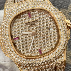 Đồng Hồ Patek Philippe Fake Máy Nhật Cọc Số Đá Đỏ Nautilus 5719 40mm (2)
