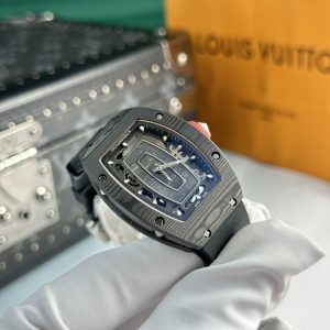 Đồng Hồ Richard Mille Chế Tác RM07 Carbon Đen Dây Cao Su Nữ 32x46mm (9)