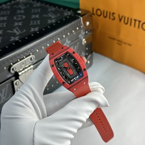 Đồng Hồ Richard Mille Chế Tác RM07 Carbon Đỏ Dây Cao Su Nữ 32x46mm (9)