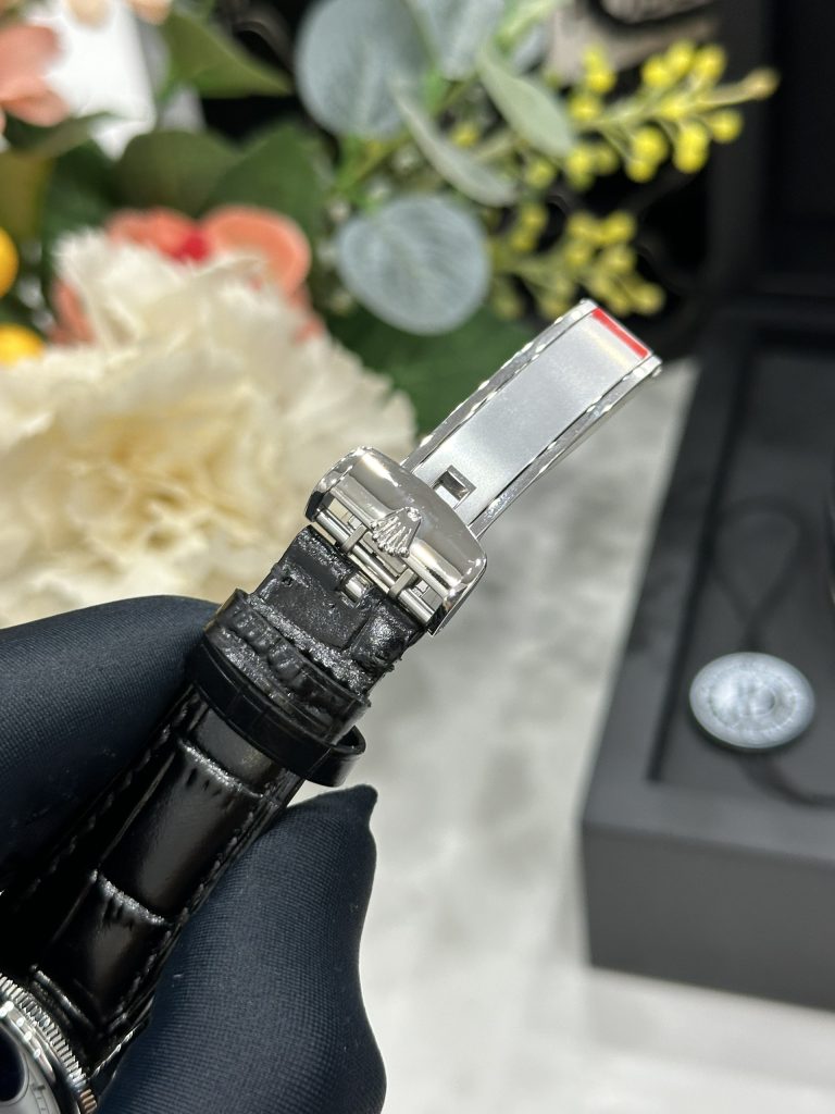 Đồng Hồ Rolex Chế Tác Cellini Moonphase 50535 Thép Trắng Dây Da Màu Đen 39mm (5)