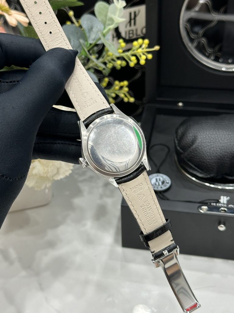 Đồng Hồ Rolex Chế Tác Cellini Moonphase 50535 Thép Trắng Dây Da Màu Đen 39mm (5)