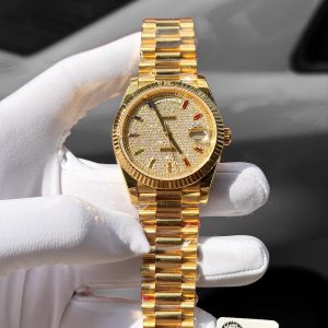 Đồng Hồ Rolex Chế Tác Mặt Đính Đá Moissanite Bọc Vàng 18K Day-Date Xưởng GM 40mm (1)