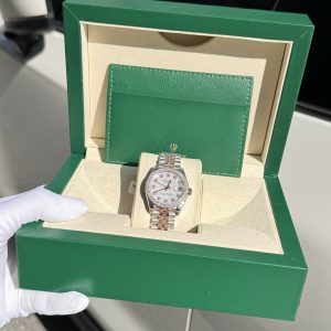 Đồng Hồ Rolex DateJust Nữ Đính Đá Moissanite Mặt Khảm Trai Trắng 31mm (3)