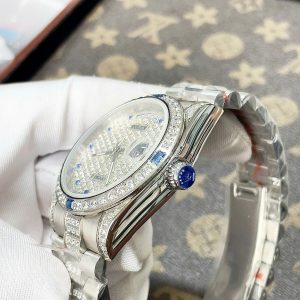 Đồng Hồ Rolex Fake Cao Cấp Máy Nhật Nam Đính Đá Xanh Day-Date 40mm (3)