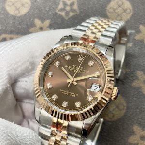 Đồng Hồ Rolex Fake Máy Nhật DateJust Chocolate Dây Demi 31-36-41mm (1)