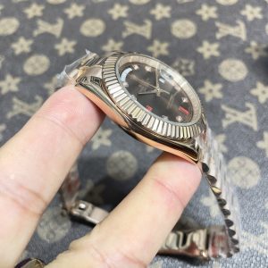 Đồng Hồ Rolex Fake Máy Nhật Day-Date Chocolate Cọc Ruby Đỏ 36-41mm (5)
