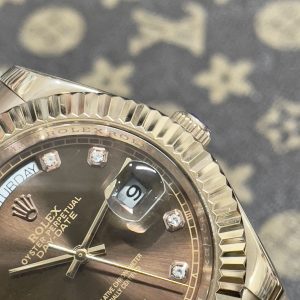 Đồng Hồ Rolex Fake Máy Nhật Day-Date Chocolate Cọc Ruby Đỏ 36-41mm (5)