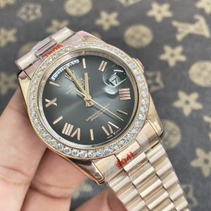 Dong Ho Rolex Fake May Nhat Day Date Mat Xam Khoi New 2024 40mm 1