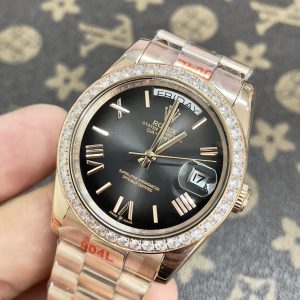 Đồng Hồ Rolex Fake Máy Nhật Day-Date Mặt Xám Khói New 2024 40mm (1)