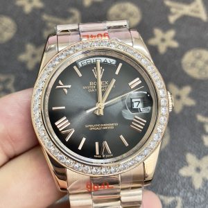 Đồng Hồ Rolex Fake Máy Nhật Day-Date Mặt Xám Khói New 2024 40mm (1)