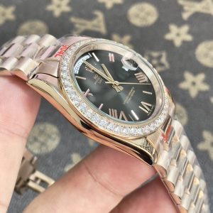Đồng Hồ Rolex Fake Máy Nhật Day-Date Mặt Xám Khói New 2024 40mm (1)