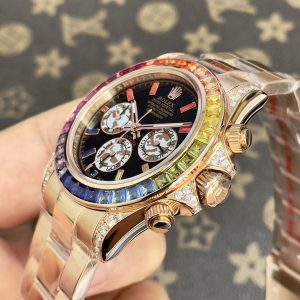Đồng Hồ Rolex Fake Máy Nhật Daytona Rainbow Đá Cầu Vồng 40mm (1)