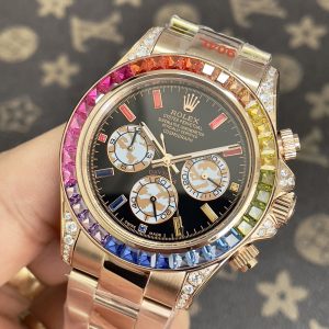 Đồng Hồ Rolex Fake Máy Nhật Daytona Rainbow Đá Cầu Vồng 40mm (1)