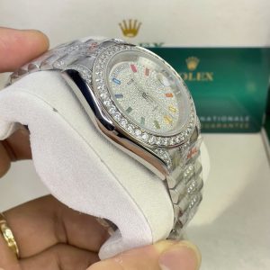 Đồng Hồ Rolex Fake Máy Nhật Đính Đá Cọc Số 7 Màu Day-Date 40mm (1)