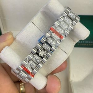 Đồng Hồ Rolex Fake Máy Nhật Đính Đá Cọc Số 7 Màu Day-Date 40mm (1)