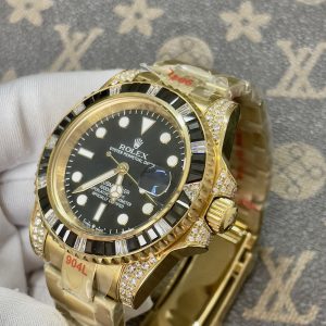 Đồng Hồ Rolex Fake Máy Nhật Submariner Đính Đá Đen 40mm (1)