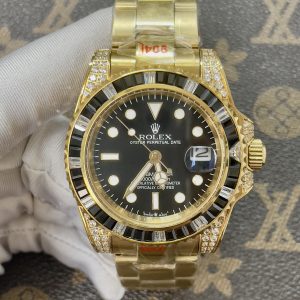 Đồng Hồ Rolex Fake Máy Nhật Submariner Đính Đá Đen 40mm (1)