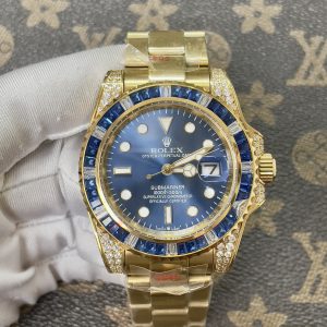 Đồng Hồ Rolex Fake Máy Nhật Submariner Đính Đá Xanh Dương 40mm (1)