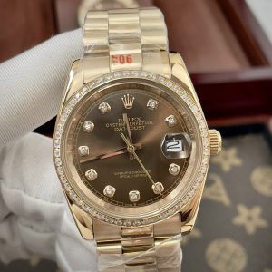 Đồng Hồ Rolex Fake Máy Nhật Vàng Hồng Mặt Chocolate DateJust 31-36-40mm (1)