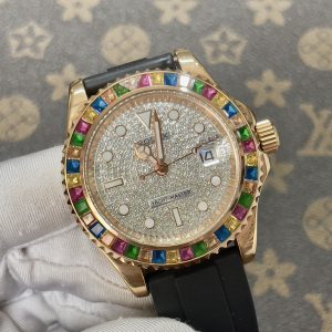 Đồng Hồ Rolex Fake Máy Nhật Yacht Master Đính Đá 7 Màu 40mm (1)