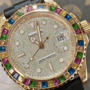 Đồng Hồ Rolex Fake Máy Nhật Yacht Master Đính Đá 7 Màu 40mm (1)