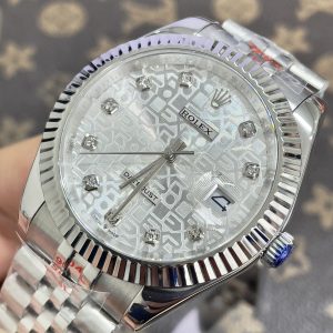 Đồng Hồ Rolex Máy Nhật DateJust Mặt Vi Tính Màu Trắng Fake