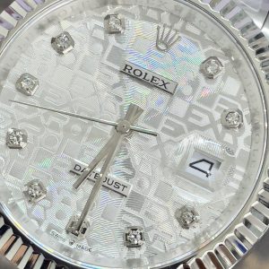 Đồng Hồ Rolex Máy Nhật DateJust Mặt Vi Tính Màu Trắng Fake