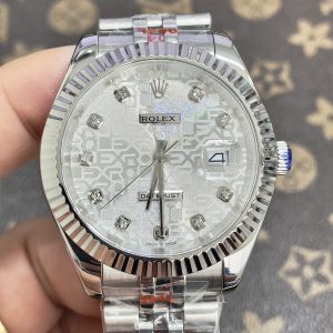 Đồng Hồ Rolex Máy Nhật DateJust Mặt Vi Tính Màu Trắng Fake