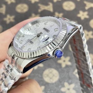 Đồng Hồ Rolex Máy Nhật DateJust Mặt Vi Tính Màu Trắng Fake