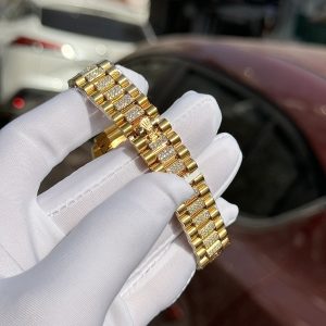 Đồng Hồ Rolex Nữ Đính Moissanite Bọc Vàng 18K Mặt Màu Đen GMF 31mm (1)