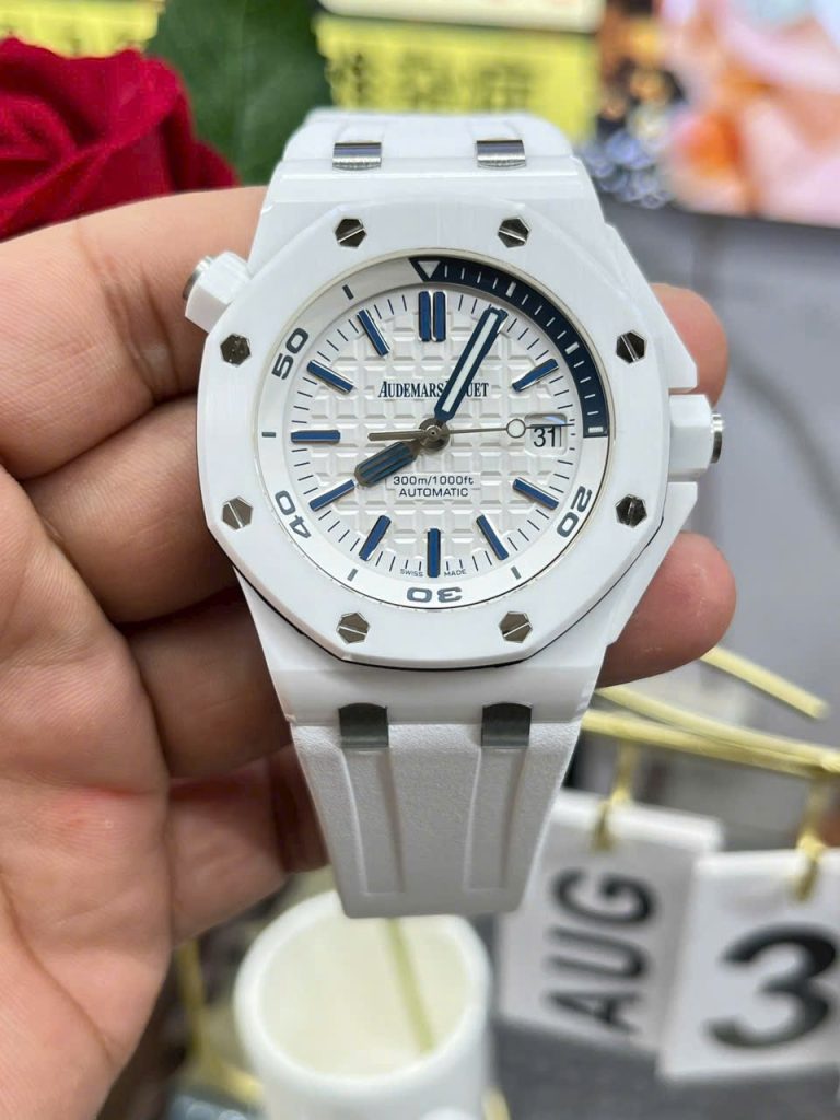 Đồng Hồ Audemars Piguet Rep 11 Royal Oak Offshore Gốm Trắng Xưởng IP 42mm (8)