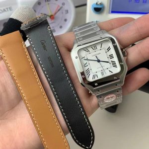 Đồng Hồ Cartier Santos De Cartier Mặt Trắng Rep 11 Xưởng BV Nam (2)