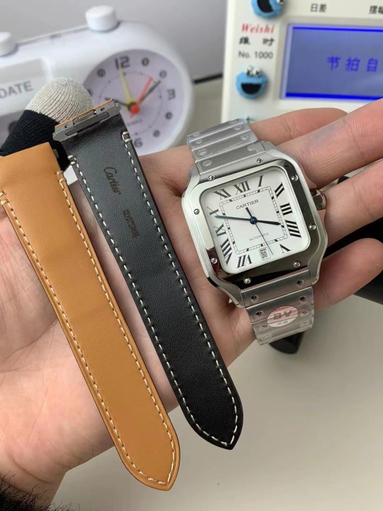 Đồng Hồ Cartier Santos De Cartier Mặt Trắng Rep 11 Xưởng BV Nam (2)