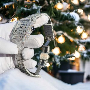 Đồng Hồ Cartier Santos Đính Full Đá Moissanite Hong Kong Chế Tác 39 (5)