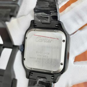 Đồng Hồ Cartier Santos Fake Giá Rẻ Máy Cơ Nhật Màu Đen 40mm (1)