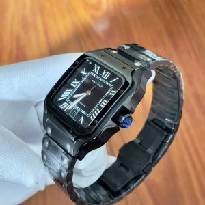 Đồng Hồ Cartier Santos Fake Giá Rẻ Máy Cơ Nhật Màu Đen 40mm (1)