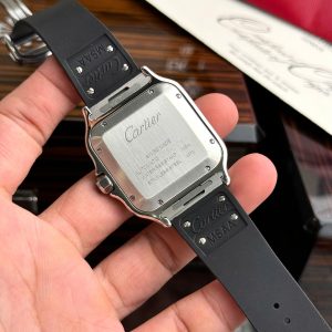 Đồng Hồ Cartier Santos Rep 11 Nam Dây Cao Su Máy Thụy Sỹ