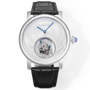 Đồng Hồ Cartier Tourbillon Mặt Số Trắng Họa Tiết Guilloche 42mm (3)