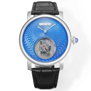 Đồng Hồ Cartier Tourbillon Mặt Xanh Dương Họa Tiết Guilloche 42mm (1)