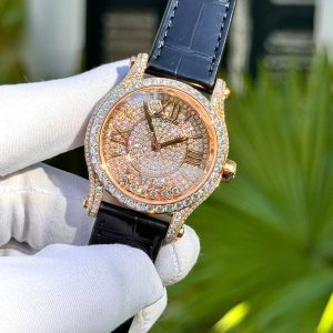 Đồng Hồ Chopard Đính Full Đá Moissanite Phủ Vàng Hồng 18K 32mm (1)