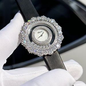 Đồng Hồ Chopard Đính Moissanite Mặt Bông Hoa Đá Xoay Chế Tác Hong Kong 38mm (6)