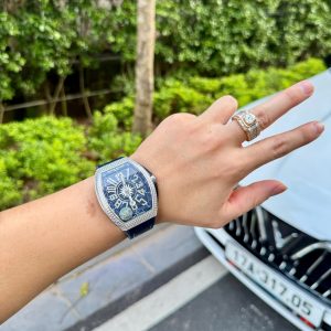 Dong Ho Franck Muller V45 Replica Cao Cap Dinh Da Mau Xanh 1