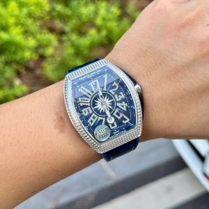 Đồng Hồ Franck Muller V45 Replica Cao Cấp Đính Đá Màu Xanh